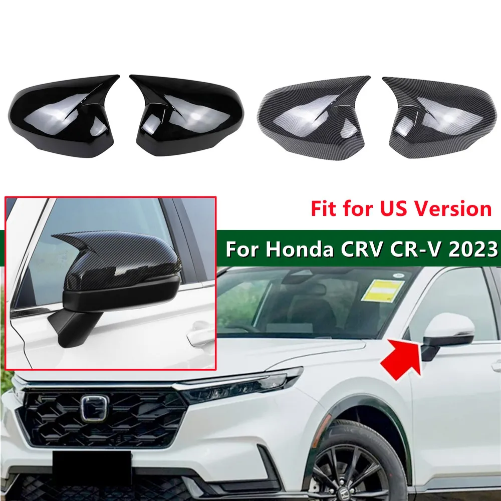 For Honda CRV CR-V 2023 US Version Car Rearview Side Mirror Cover Wing Cap Exterior Door Housing Shell Trim ABS Carbon/ Black