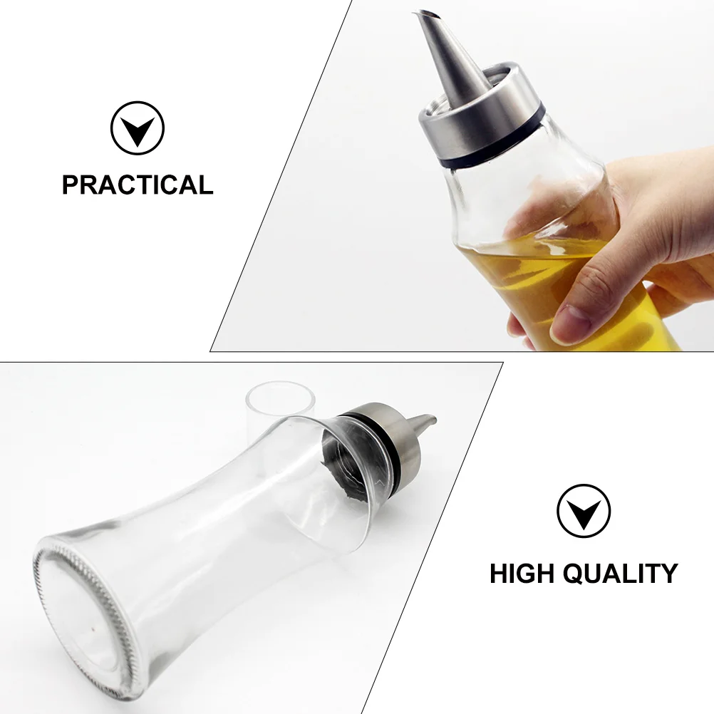 

1Set Oil Dispenser Stainless Steel Olive Oil Bottle Glass Vinegar Dispenser Kitchen Tool Leakproof Condiment Container Silicone