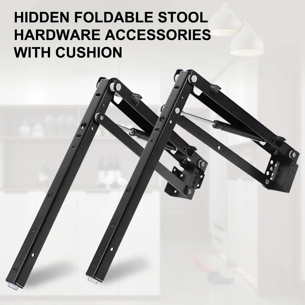 Folding Seat Stool Bracket Hydraulic Buffer Wall-mounted Foldable Shoe Cabinet Shelves with Cushion Cold Rolled Steel Hardware