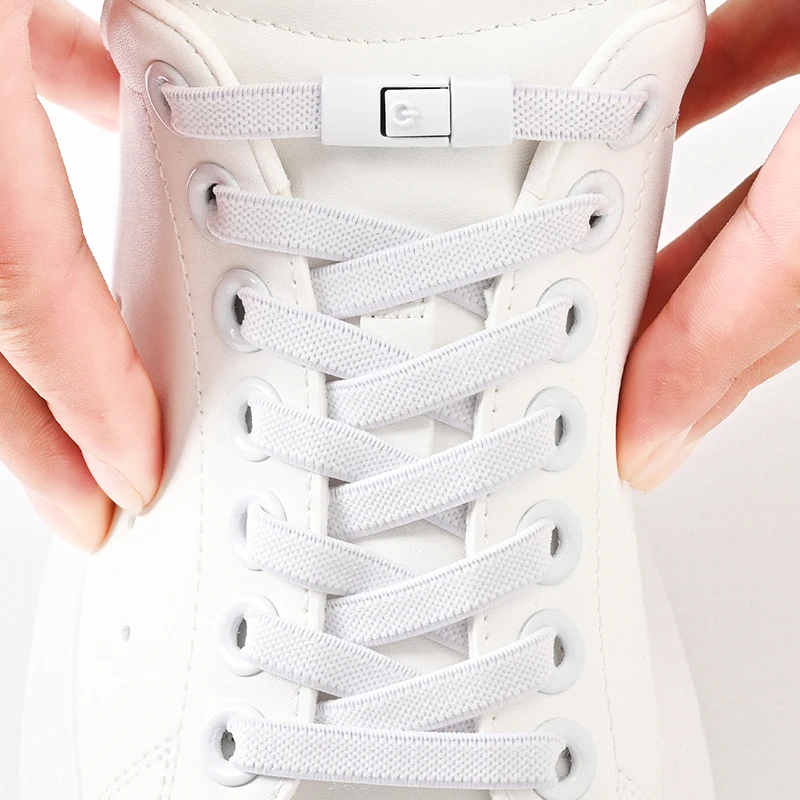 1pcs 8mm No Tie Shoe Laces Press Lock Shoelaces Without Ties Elastic Laces Sneaker Kids Adult Widened Flat Shoelace for Shoes