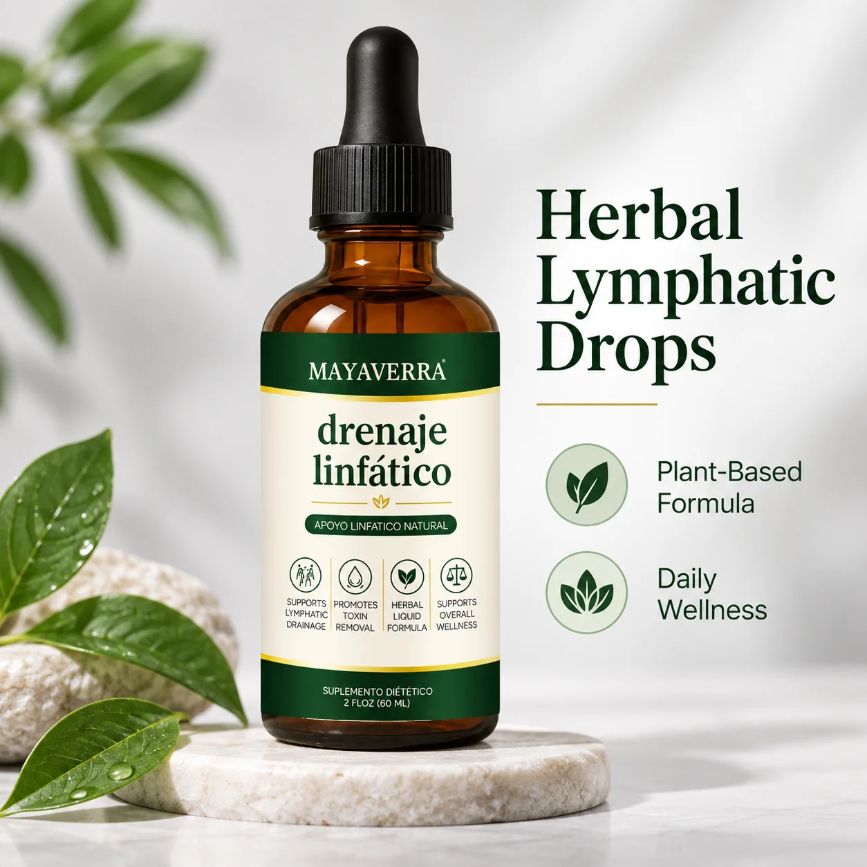 60ml Herbal Lymphatic Drainage Drops Dietary Supplement Liquid for Daily Wellness Body Harmony Natural Balance and Daily Care