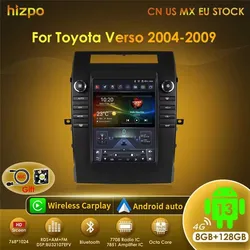 Hizpo 9.7'' Wireless CarPlay Autoradio For Toyota Verso 2004-2009 Tesla Style Car Radio Multimedia Player Android Auto Navi GPS