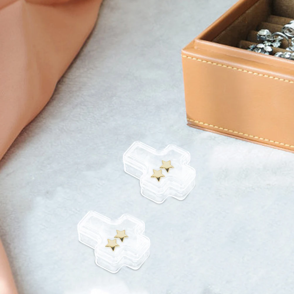 

20pcs Cross Shaped Clear Plastic Trinket Storage Box Lid Jewelry Organizer For Necklaces Bracelets Beads Small Items Household