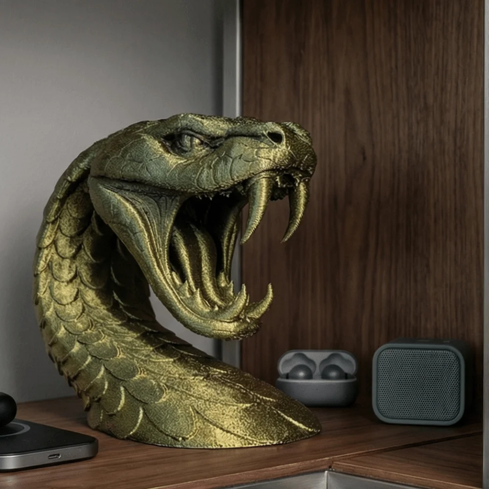 Funny Snakehead Ornaments Creative Multi-functional 3D Printing Ornaments Decorations Halloween Desktop Accessory