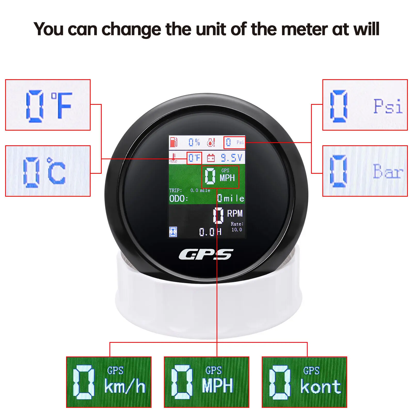 85 มม. 6In 1 Multi-Function Gauge รถ Marine GPS Speedometer Tacho อุณหภูมิน้ํามันกด