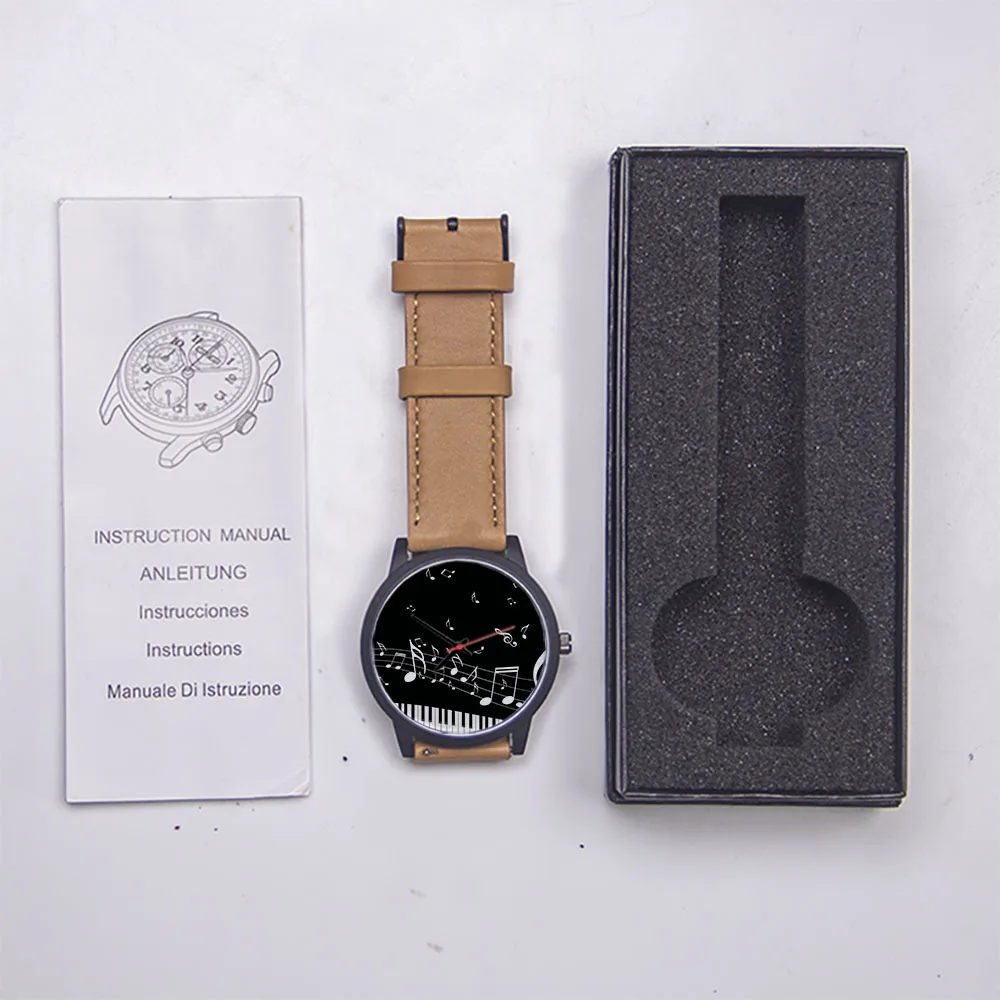 Custom 45/38 mm Black Man Colok Piano Keys Musical Note Rose Gold Watches Souvenir Silver Belt Universal for Men and Women Gift