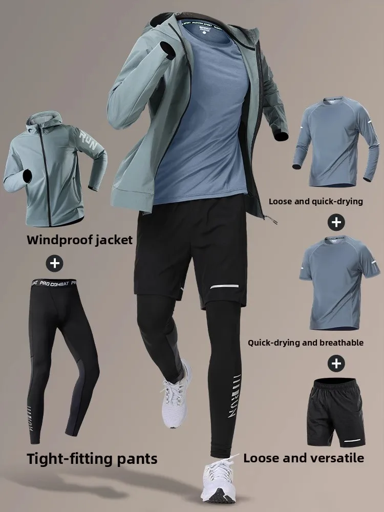 

Men's Sportswear Set Casual Outdoor Running Clothes Qui Dry Profional Gym Training Suit Four Seasons Long Sve Long Pants
