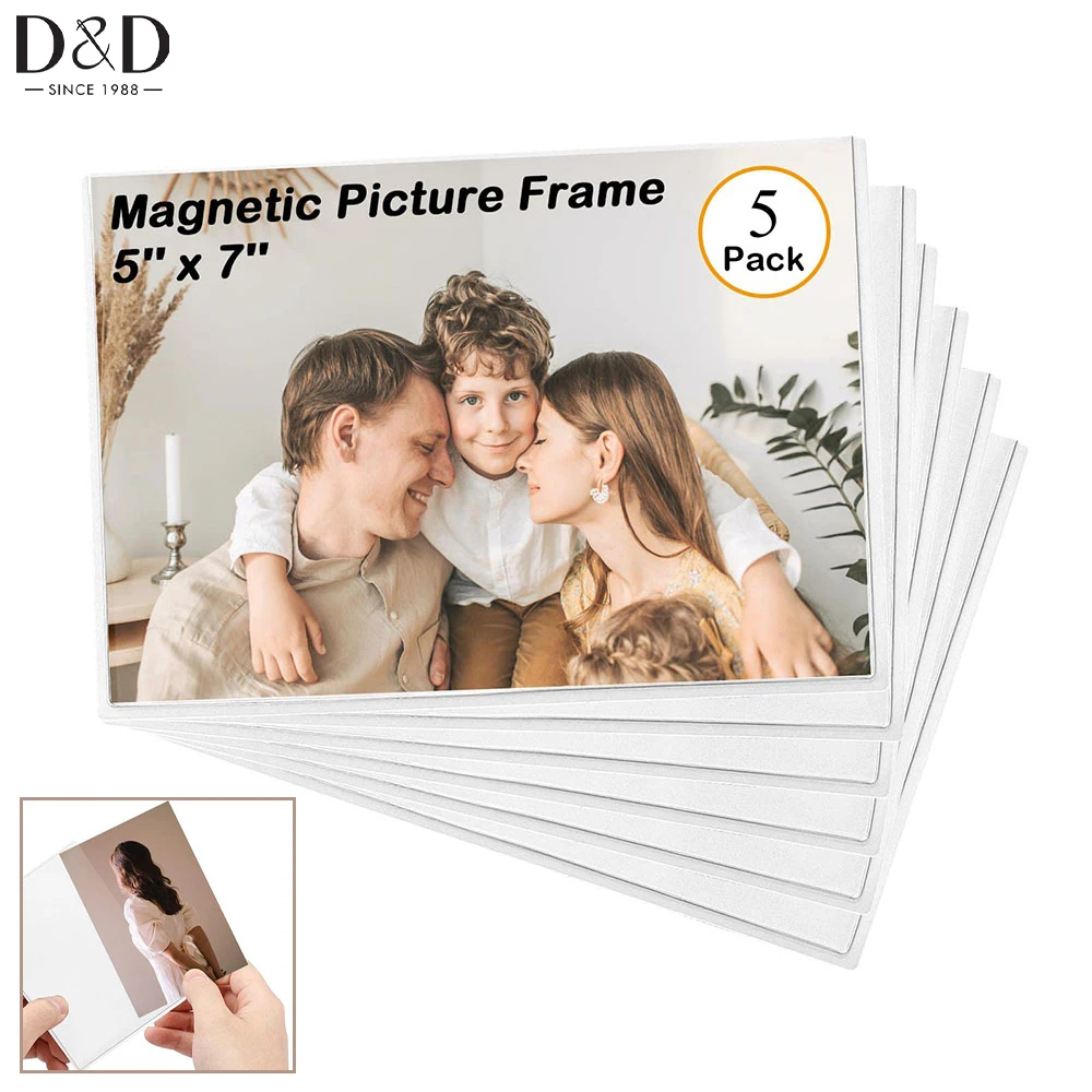 

5pcs Magnetic Picture Frame Reusable Blank Pictures Sleeves Fridge Stickers Photo Sleeves for Refrigerator Office Decoration