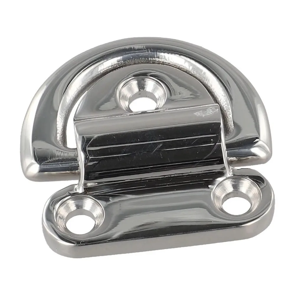 316 Stainless Steel D Ring Folding Pad Eye Silver Tie Down Ring Heavy Duty Design Easy To Install Replacement Accessories