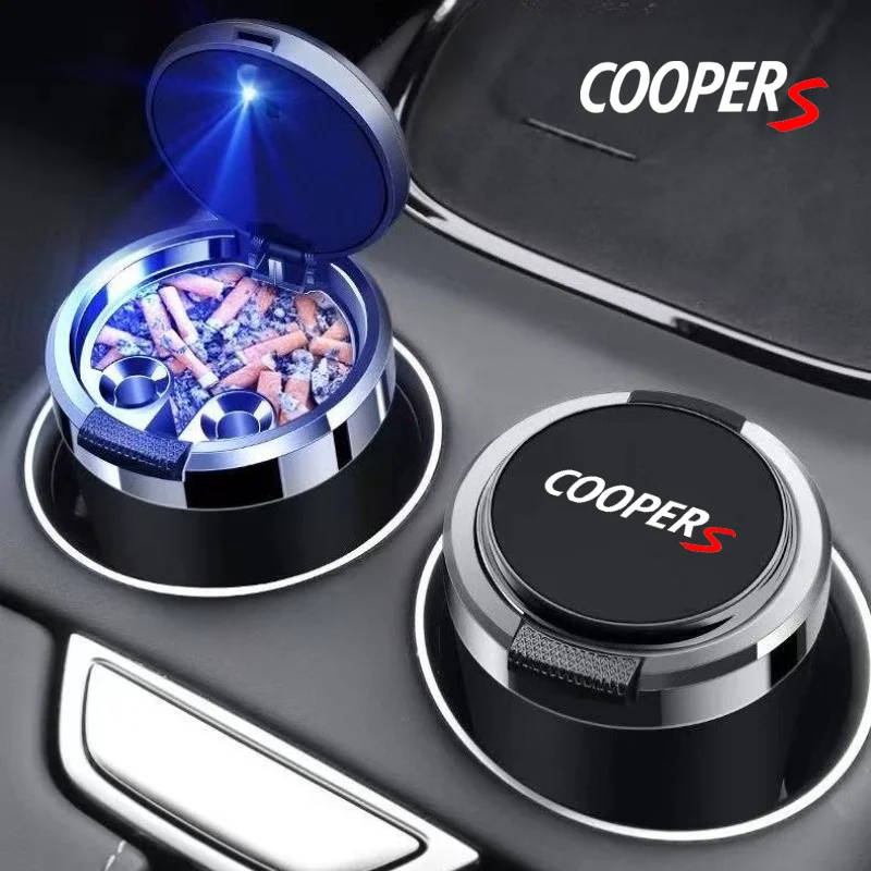 Car Ashtray Cigarette Ash Holds Cup LED Light Automotive Ashtray For Mini Coopers JCW R55 R56 R60 R61 F54 F55 F60 accessories