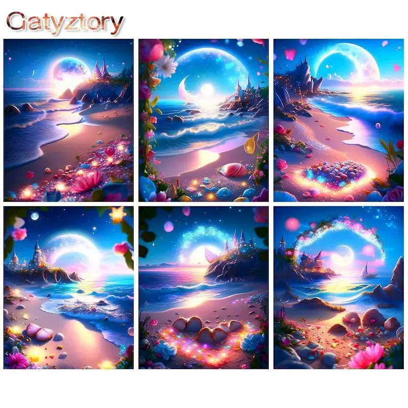 

GATYZTORY Acrylic Painting By Numbers On Canvas Paint Kit Colorful Beach Landscape Coloring On Numbers Handpainted Wall Decor Gi