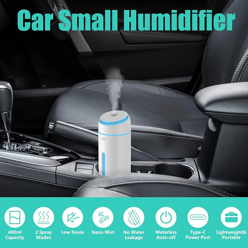 Small Cool Mist Humidifiers For Bedroom Tiny Home Room Humidifier USB 400ML Travel Mini Portable Personal Desk Car Air Humidifie