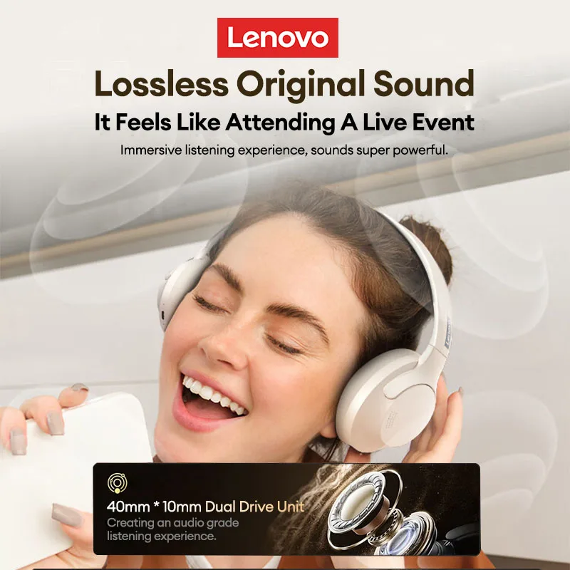 Lenovo TH46 Wireless Bluetooth 5.4 Headset Scalable Long Battery Life Headphones HD Call Active Noise Reduction Sport Earbuds