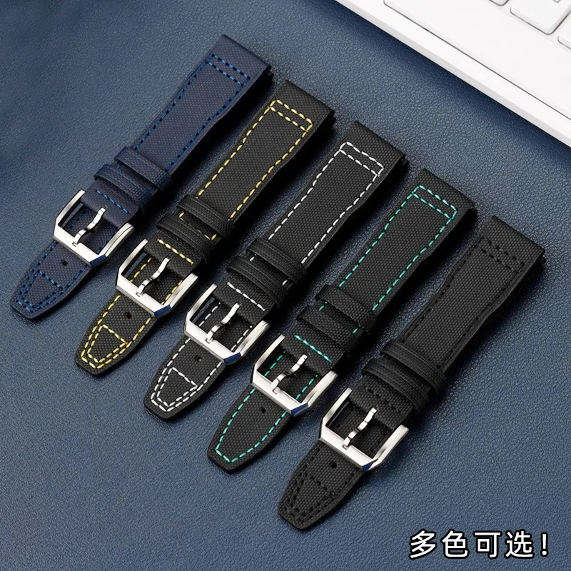 20mm 21mm Nylon+leather Watchband For IWC Aviator Pilot Little Prince Mark 18 AMG Petronas F1 fabric Canvas men's watch strap