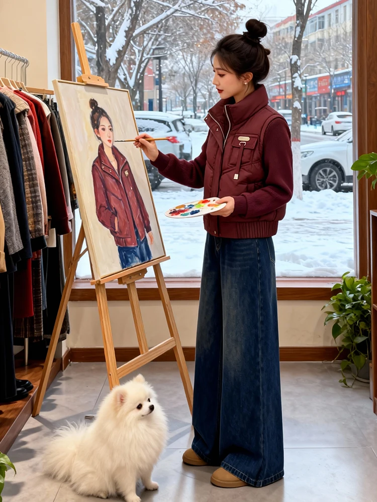 

Women's Thiened down Jaet Korean Sle Commute Loose Fit Zipper Closure Long Sve Coat Warmth Guaranteed Winter ential