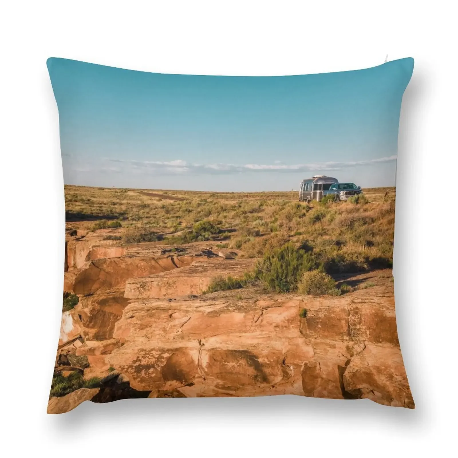 Airstream Trailer camping at Petrified Forest National Park Throw Pillow Covers For Sofas Pillows Aesthetic pillow