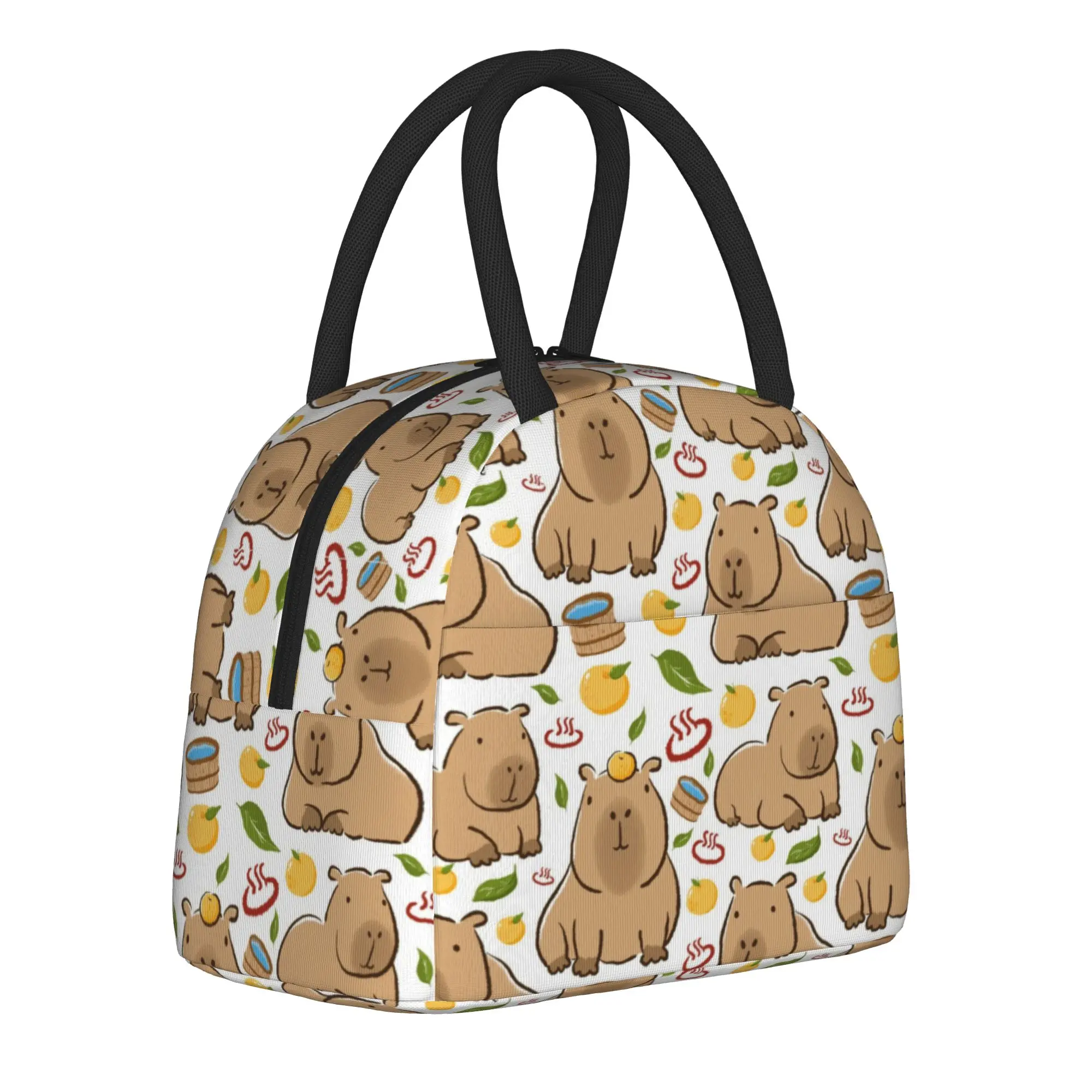 Capybara Yuzu Onzen Bath Pattern  Insulated Lunch Bag Thermal Bag Meal Container  High Capacity Tote Lunch Box Men WomenTravel