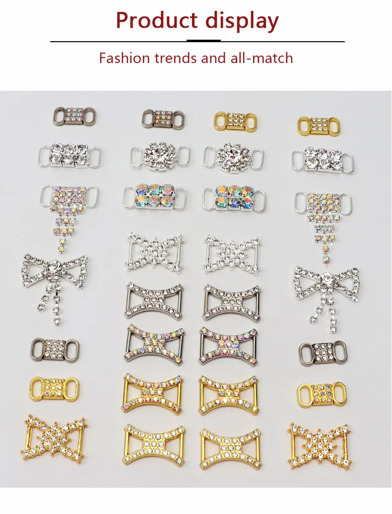 Diamant-Schuhdekorationen Schnürsenkel Metall-Schnallen-Charms Luxus-Strass-Schuhzubehör Metall-Schnürsenkelschloss Sneaker 1 Paar – Detail 2