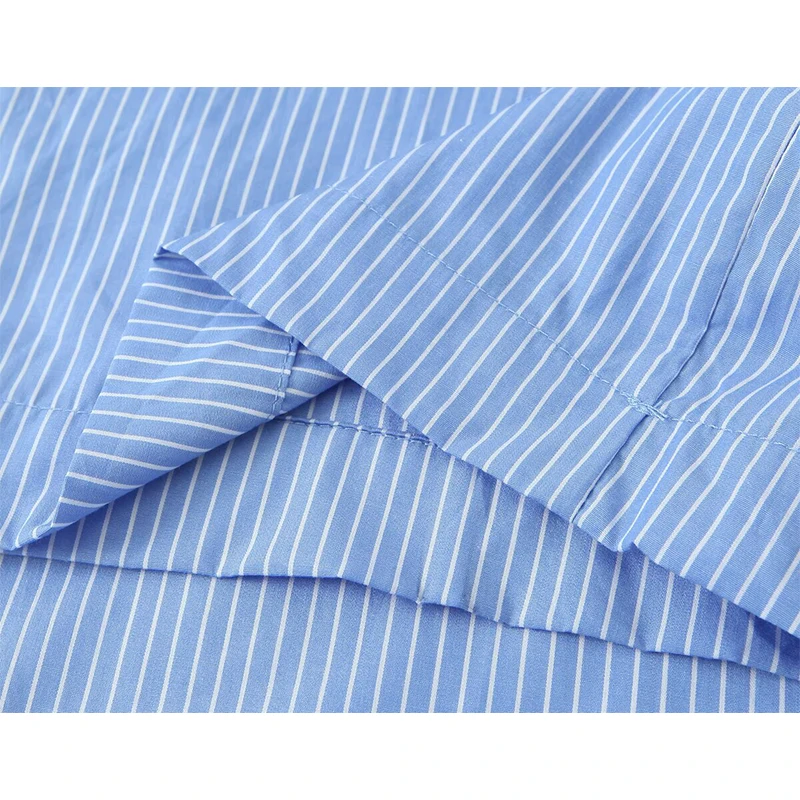 YENKYE صيف 2025 الأزرق مخطط بنطال ذو قصة أرجل واسعة المرأة مرونة عالية الخصر الدانتيل تقليم فضفاض بناطيل كاجوال