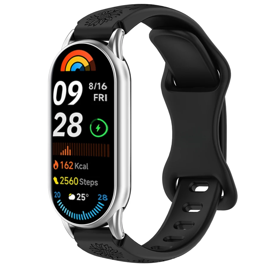 3D Bloemen Band voor Xiaomi Mi Band 10 9 8 Sport Siliconen Armband Smart Polsband Voor Mi Band 8 9 Vervanging band Accessoires