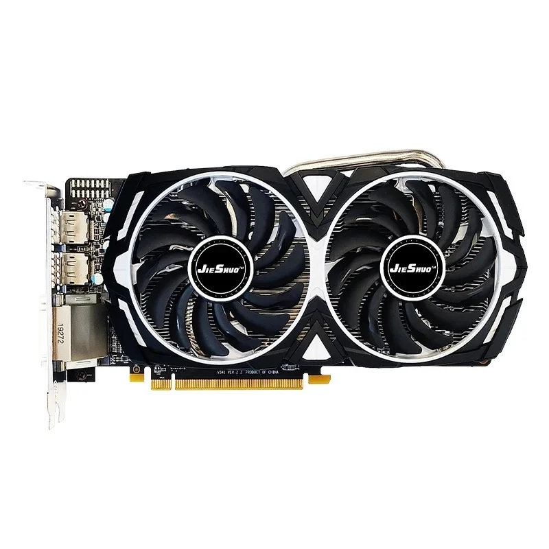 بطاقة رسومات JIESHUO AMD RX 580 8GB 2048sp GDDR5 256bit grx 750 8g GPU rx580 للكمبيوتر المكتبي ألعاب الفيديو المكتبية والكمبيوتر