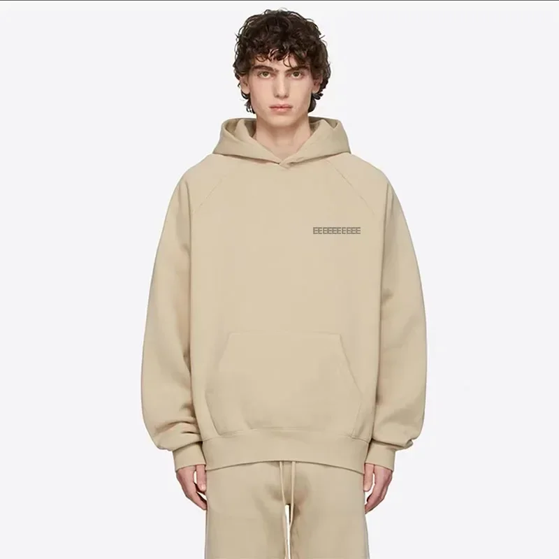 FW21 العلامة التجارية الفاخرة الخريف الشتاء هوديي مع صفين من الشعارات الحروف على الصدر أعلى جودة عالية الشارع سوبر كبير هوديي مجموعة