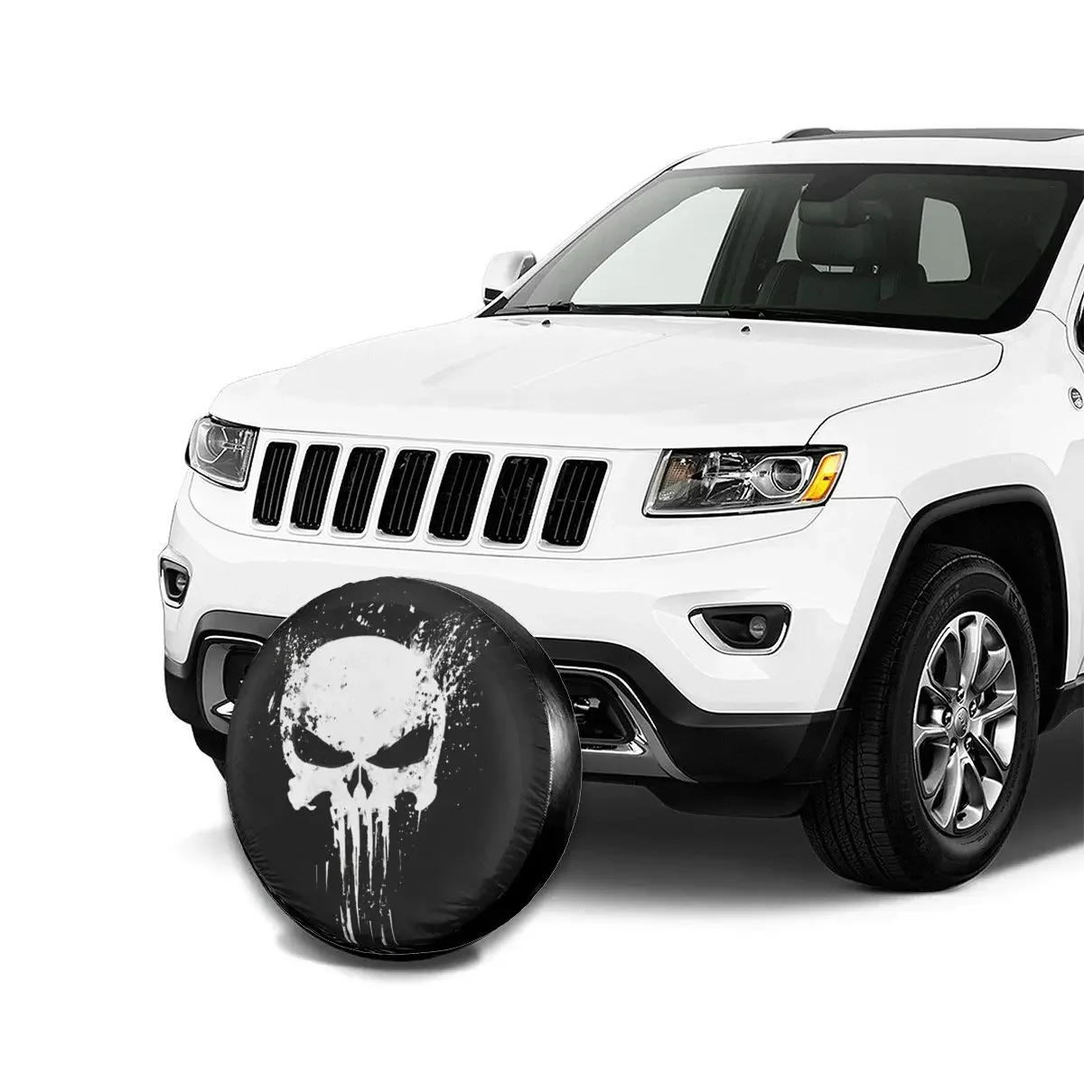 Copriruota di scorta Skeleton Skull copriruota in metallo pesante antipolvere resistente alle intemperie per Jeep Pajero 14 