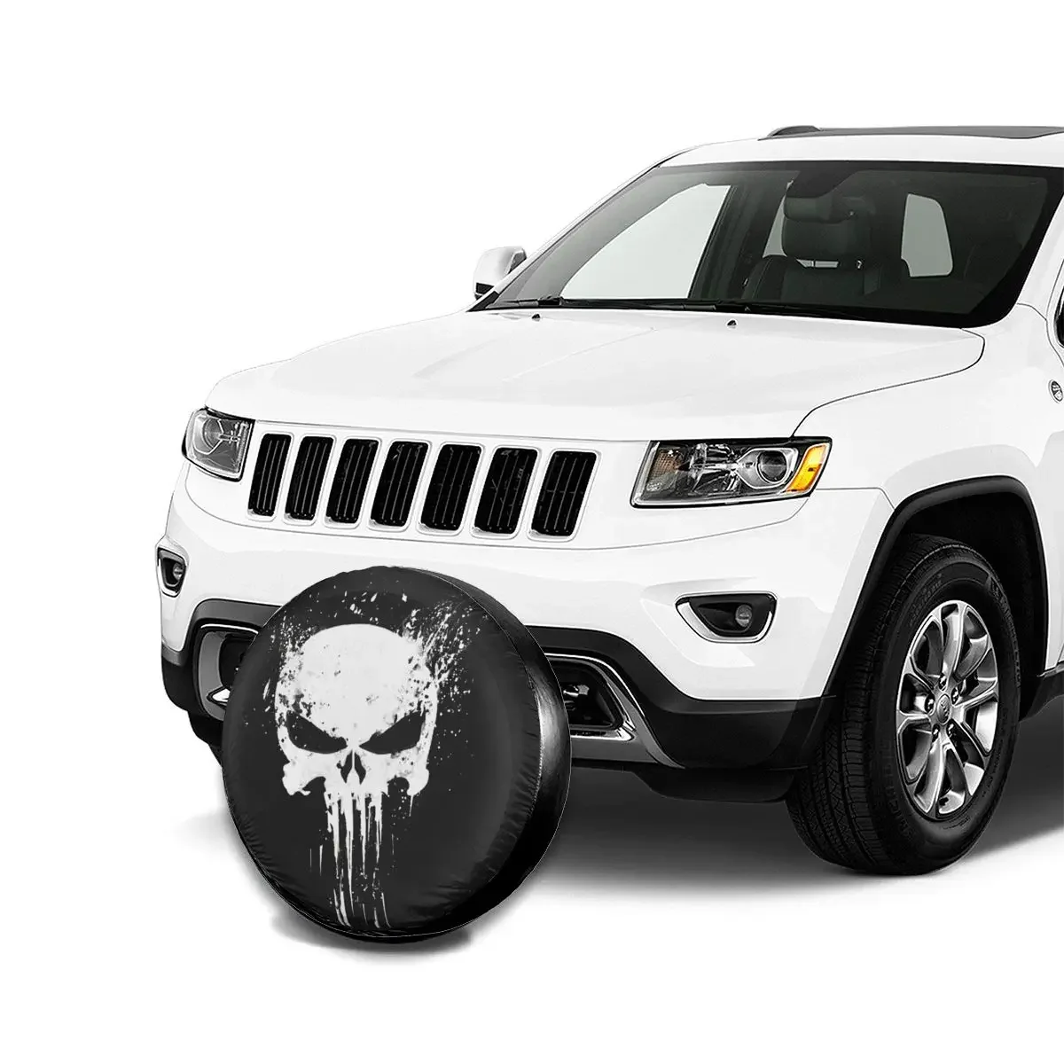 Skeleton Skull Spare Tire Cover Weatherproof Dust-Proof Heavy Metal Wheel Covers for Jeep Pajero 14\