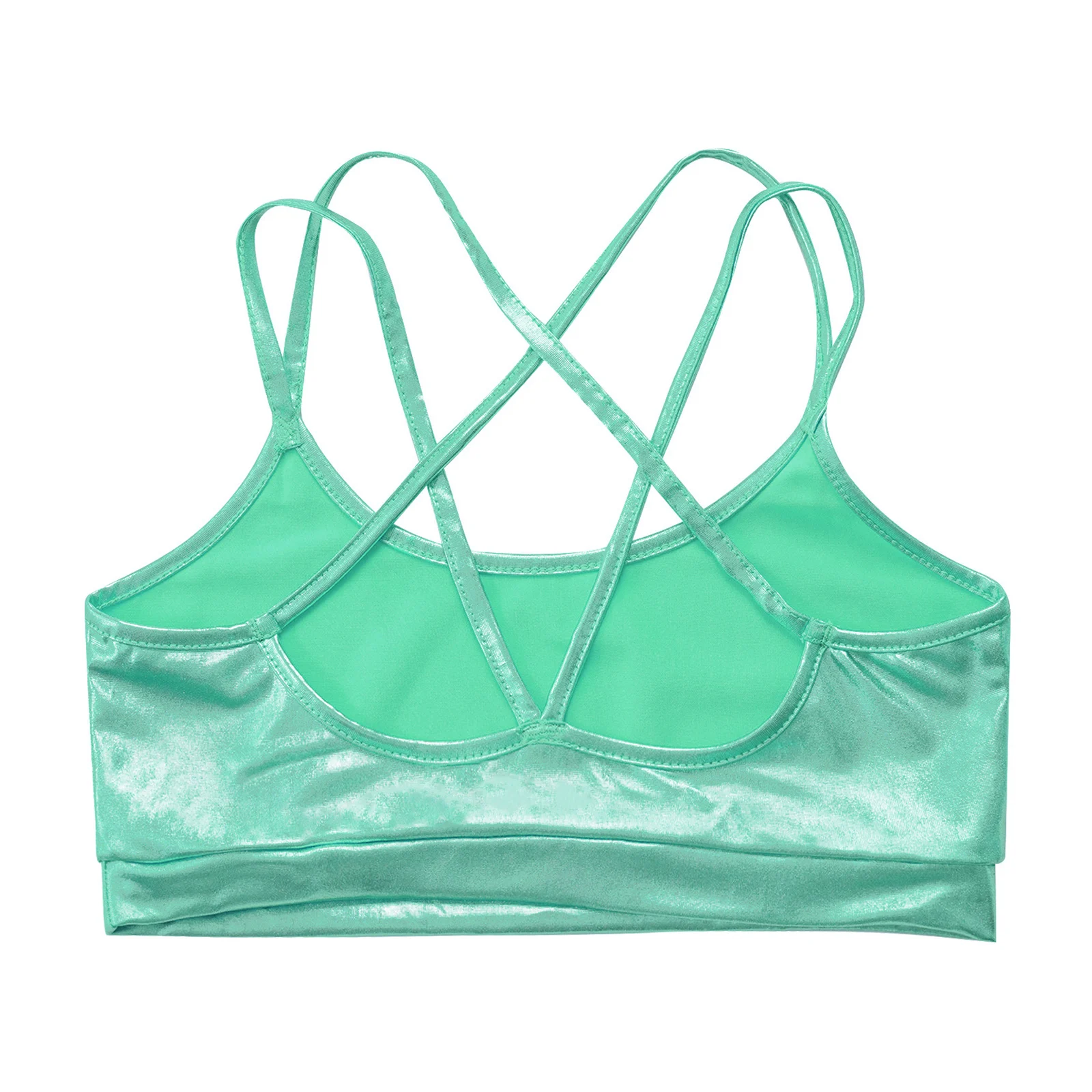 Haut court pour filles, Streetwear brillant, Camisole métallique à bretelles, haut court de danse pour enfants, vêtements de spectacle de danse Jazz