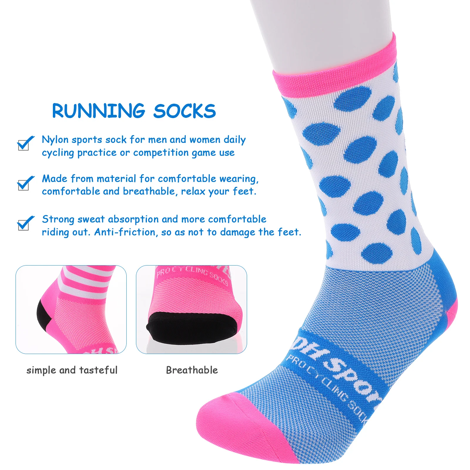 

1Pair Breathable Athletic Socks Bright Color Running Cycling Socks for Men Women Sports Fitness Training Mid Calf Unisex