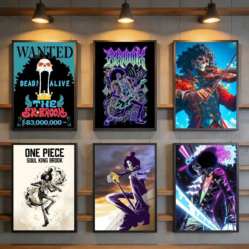 One Piece Soul King Brook Poster Leinwanddruck Vintage Klassischer Kunstdruck Wohnzimmer Heimdekoration Kunstposter Geschenke