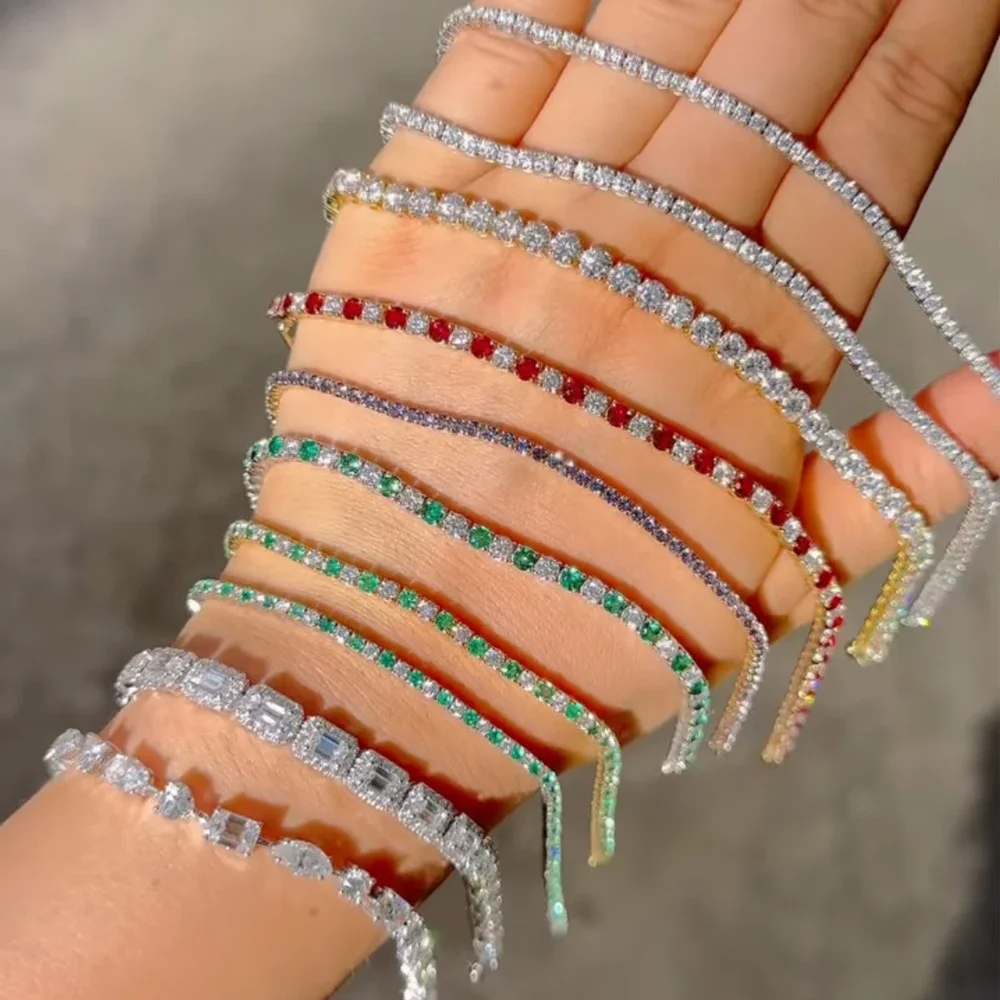 Mix Stil Regenbogen Kristall Tennis Armbänder für Frauen Männer Kpop Silber Freund Geschenke bunte Zirkonia Armreif Kette auf Hand Schmuck