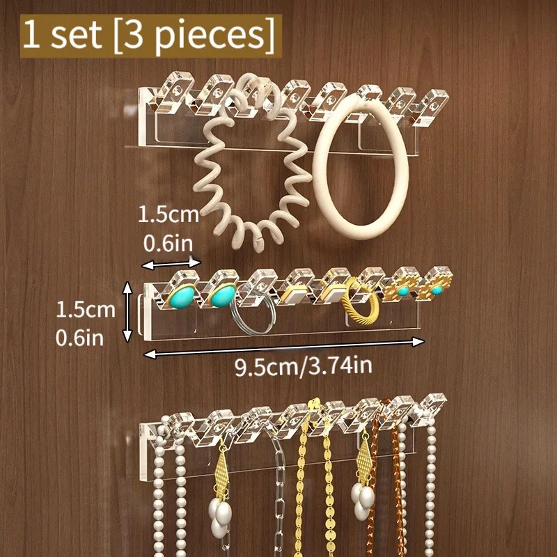 3-Piece Wall-Mounted Jewelry Storage Rack Set