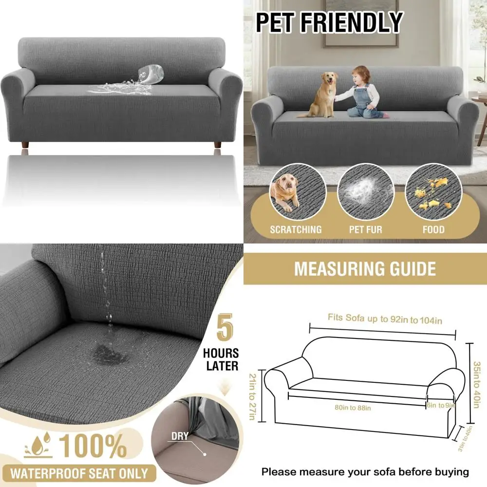 

Waterproof Stretch Jacquard Sofa Cover with Elastic Bottom, 1 Piece Furniture Protector for Sofas