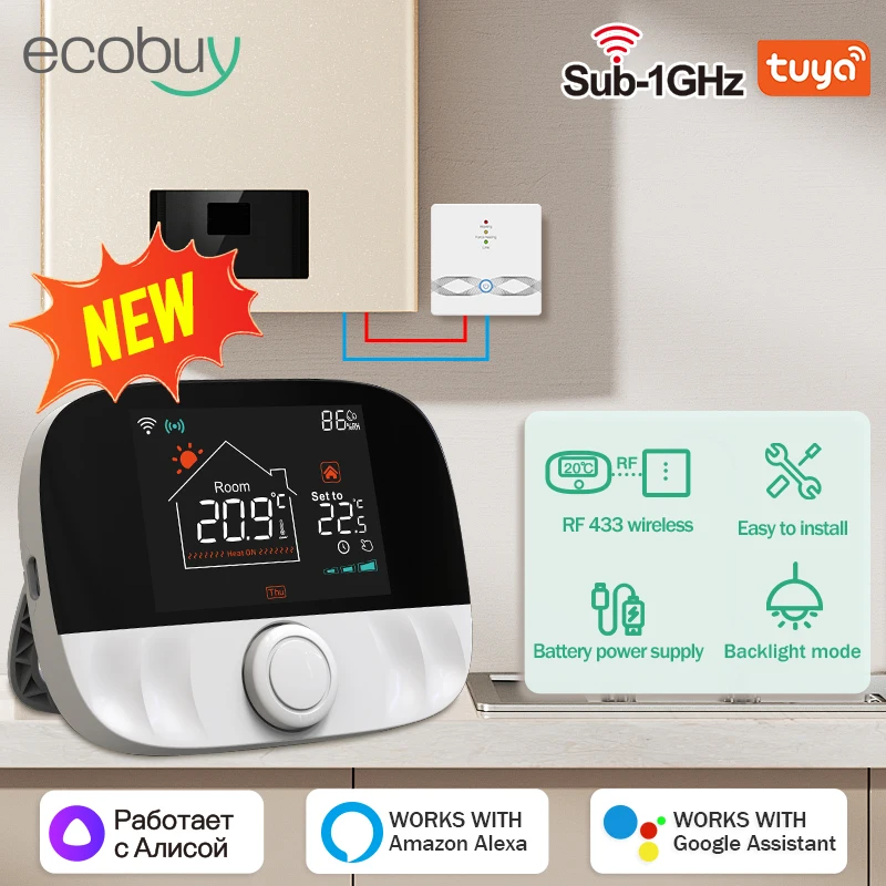 Tuya Wifi Wireless Thermostat Gas Boiler Battery Operated Wifi Thermostat Smart Life Thermostat  Digital Temperature Controller