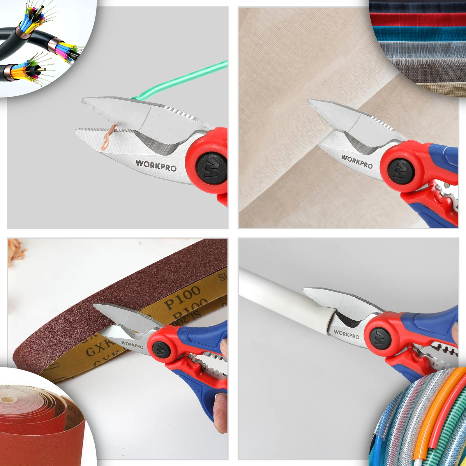 WORKPRO 162 MM Stainless Electricians Scissors with Wire Stripper for Soft Cable (Not Suitable for Diving Use)
