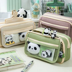 1PC borsa per penna Panda Sandwich a nove strati di grande capacità versione coreana borsa per cancelleria a conchiglia orizzontale ad alto profilo senza adesivo