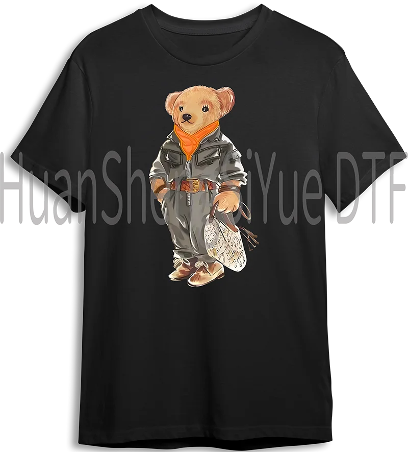 Teddy Bear adesivo da stiro vestiti DTF Fashion t-shirt felpa con cappuccio giacca fai da te Patch è impermeabile