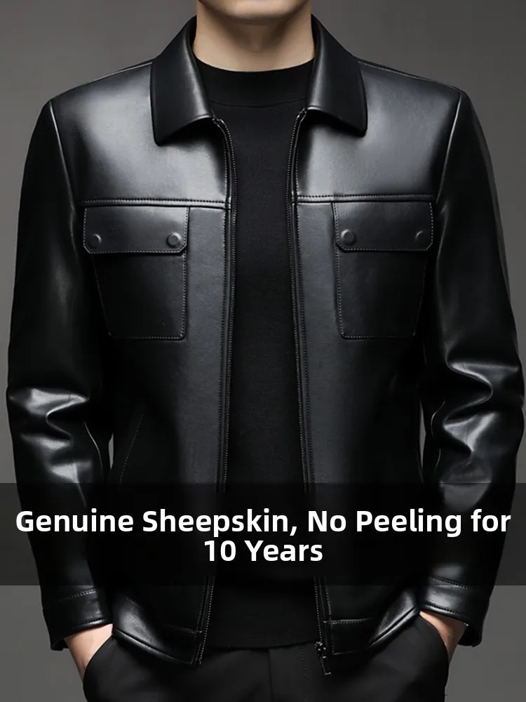 

Мужская куртка из натуральной кожи Haining, новая коллекция осень-зима 2025, большие размеры, мотоциклетная куртка из овчины, пальто для мужчин