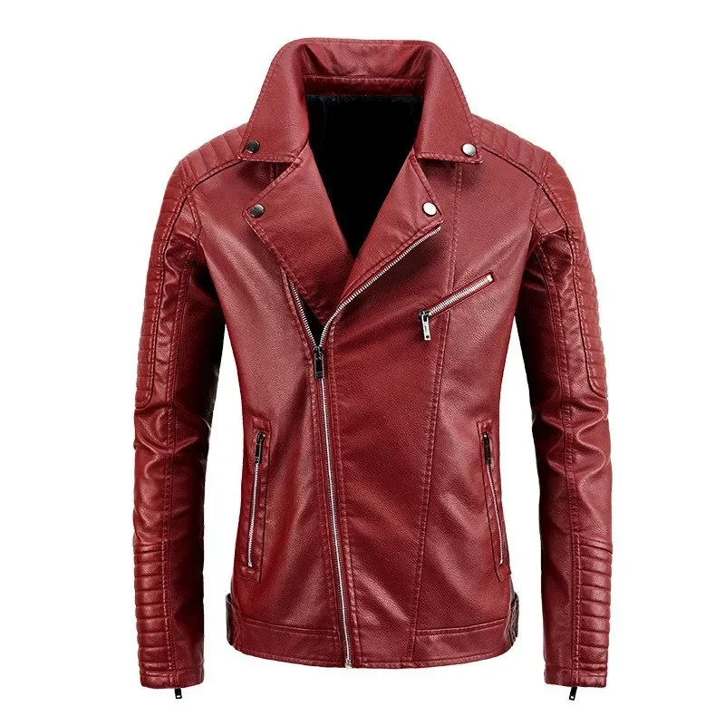 

2023 Outerwear Casual Men's Korean Version Trend Slim Fitting PU Leather Jacket Youth Trend Lapel Top
