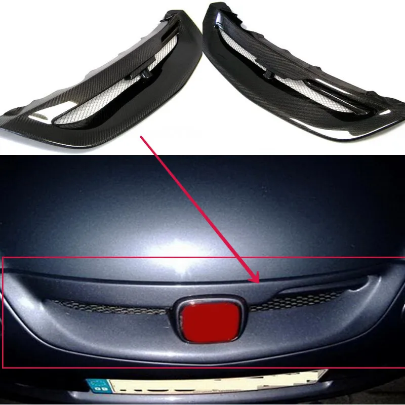 

For Honda EP Civic 04-05 Carbon Fiber Front Bumper Grille Grill Mesh Cover Trim car BodyKits