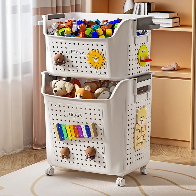 

Kids Toy Storage Basket Large Capacity Storage Organizer with Wheels Home Toys Box for Building Blocks Plastic Laundry Basket