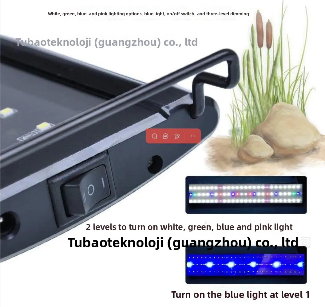 

LED Aquarium Water Grass Lighting, Extendable Fluorescent Fixture, Landscaping Lamp, Fish Tank Light, Blue/ White Light, 2 Mode