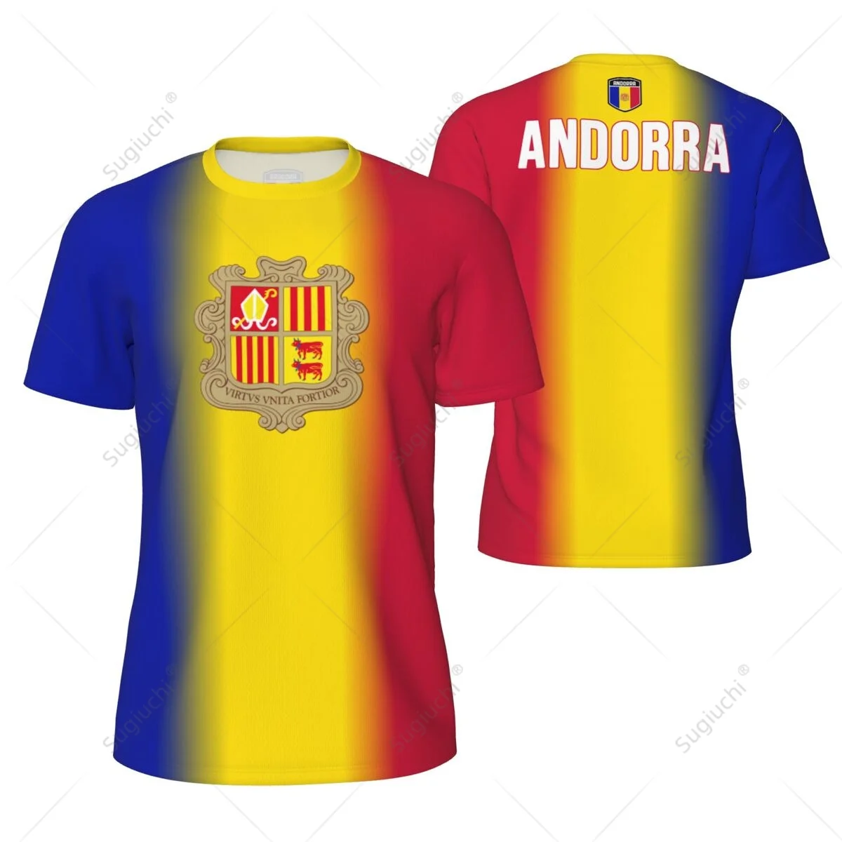 Sports Mesh T-shirt Andorra Flag For Running Bike Soccer Tennis Football Fitness Tees 3D Printed Custom