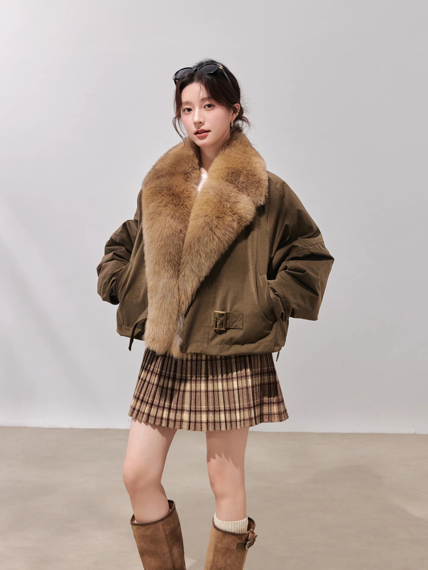 

Пуховик Chen You с белым гусиным пухом и меховым воротником, стеганая куртка средней длины на молнии, осенняя, для повседневной носки