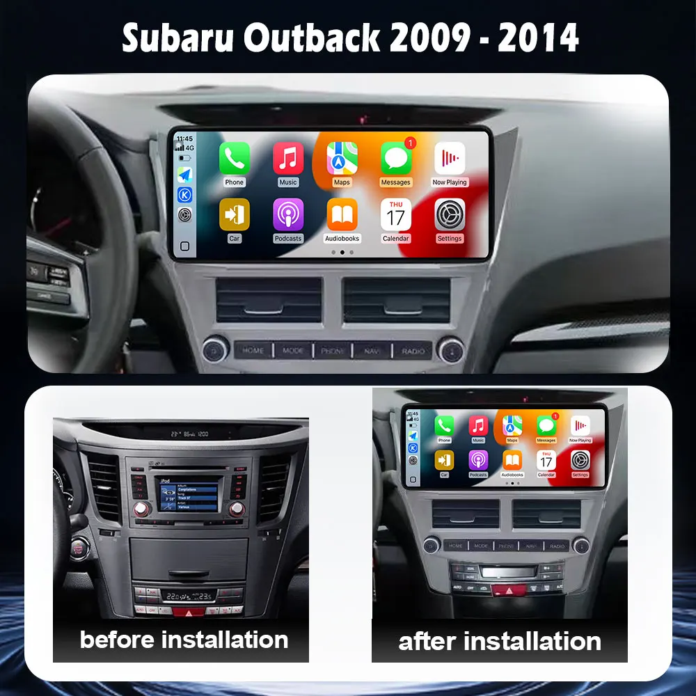 12.3 Inch Android 16 Car Radio with GPS Navigation 4G WIFI BT Stereo Video Player Carplay for Subaru Outback 2009-2014