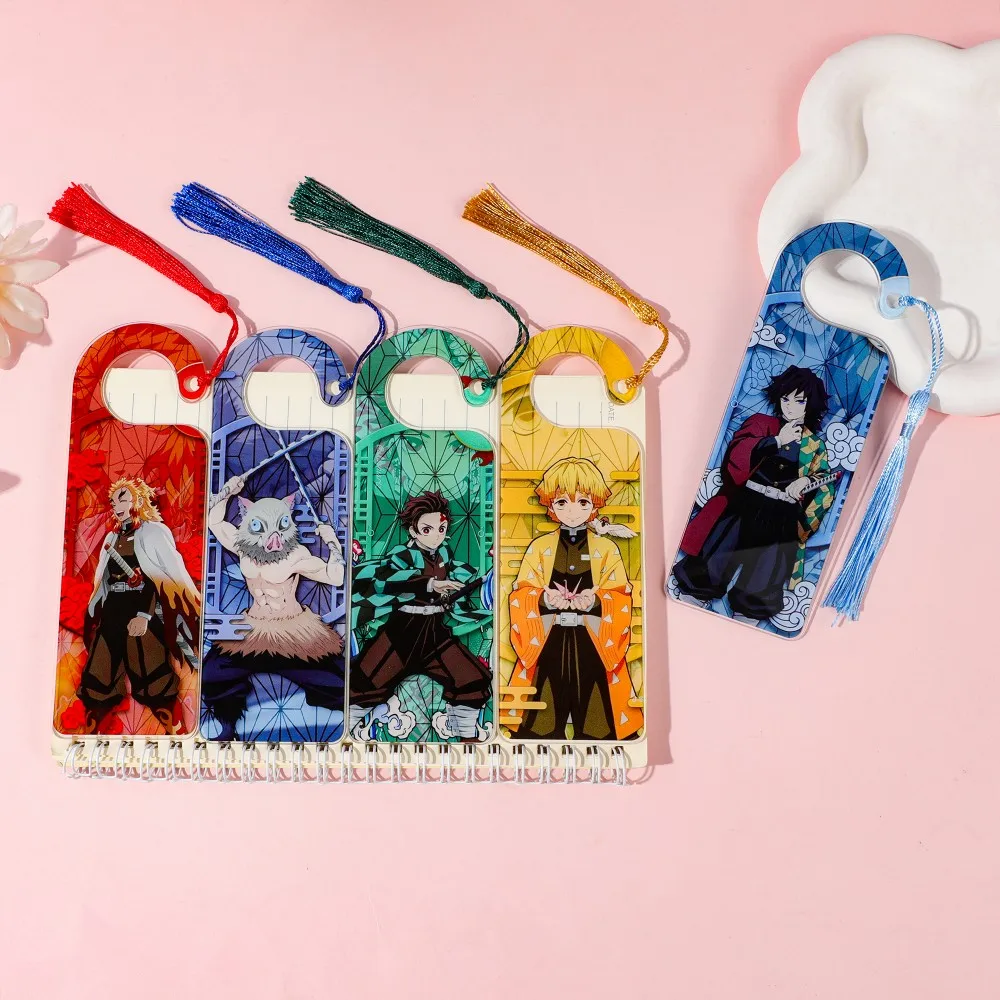 

Demon Slayer Acrylic Hook Bookmark with Tassel, Tanjiro/Zenitsu/Giyu Anime Reading Marker Fan Student Gift