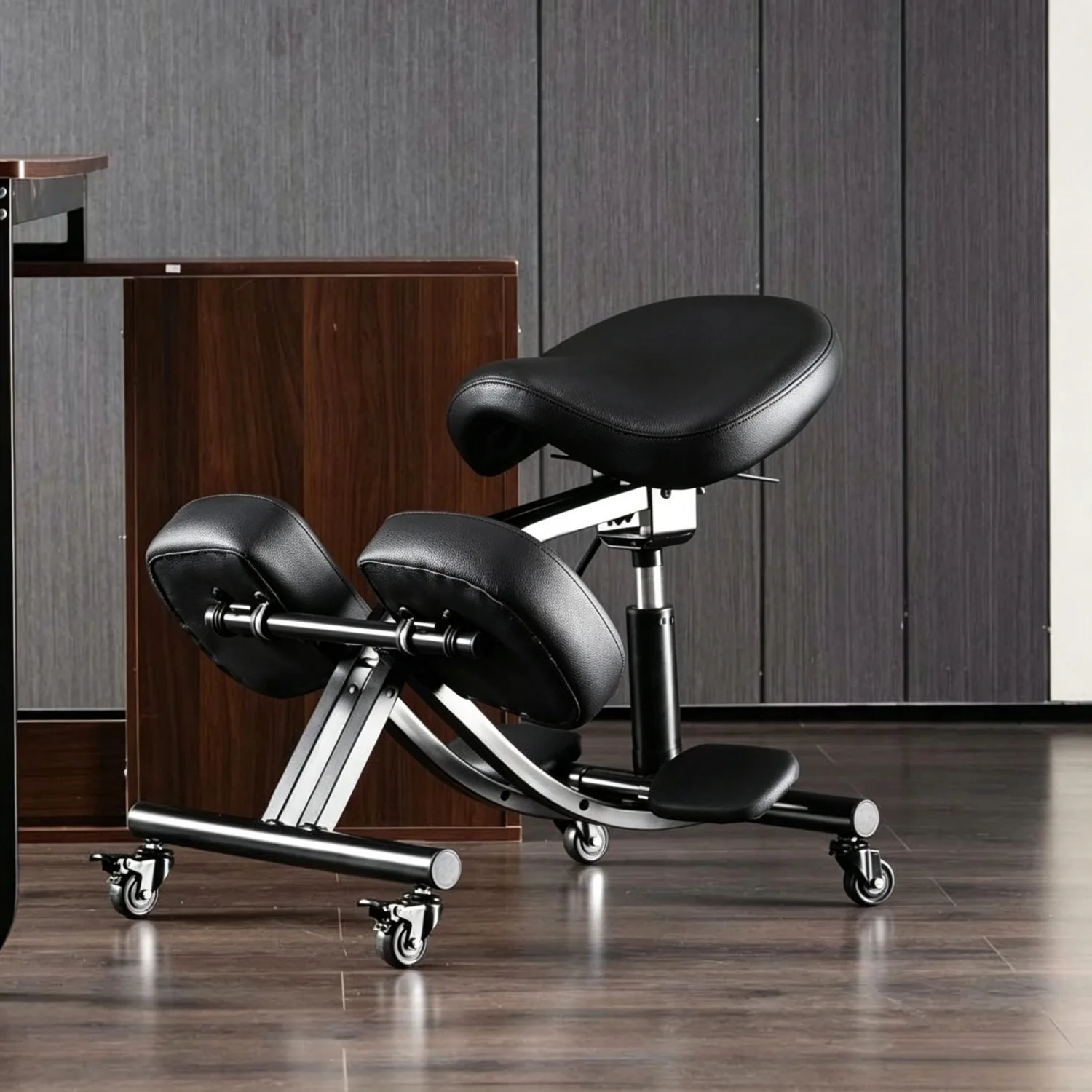 Kneeling Chair with Wheels, Ergonomic Balance Chair for Home and Office Adjustable Saddle Chair to Improve Your Posture