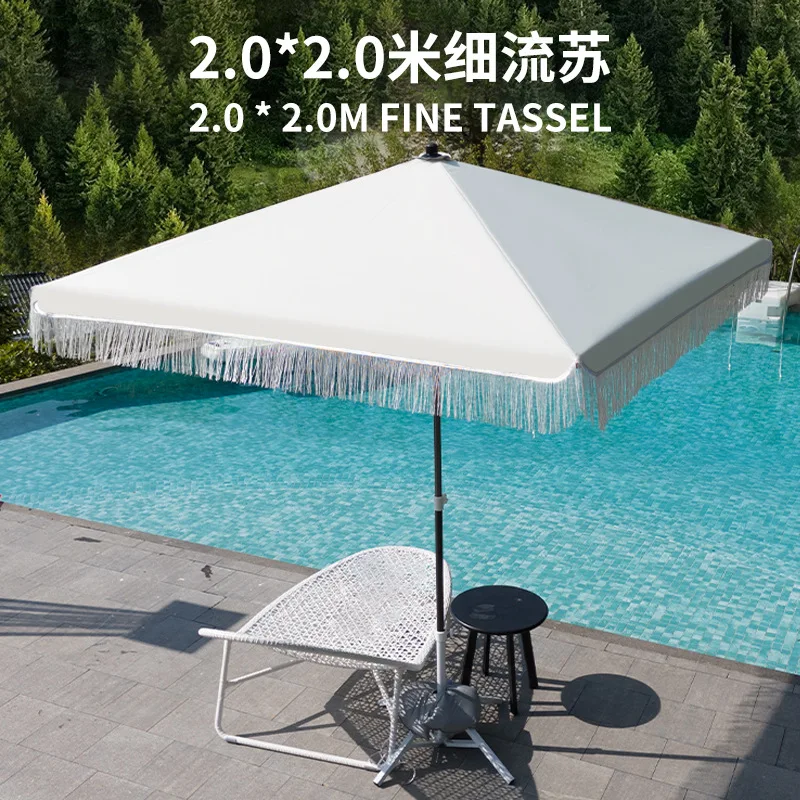 Seaside Resort Beach Umbrella Courtyard Tassel Sun Pool Terrace Parasol Square Umbrella