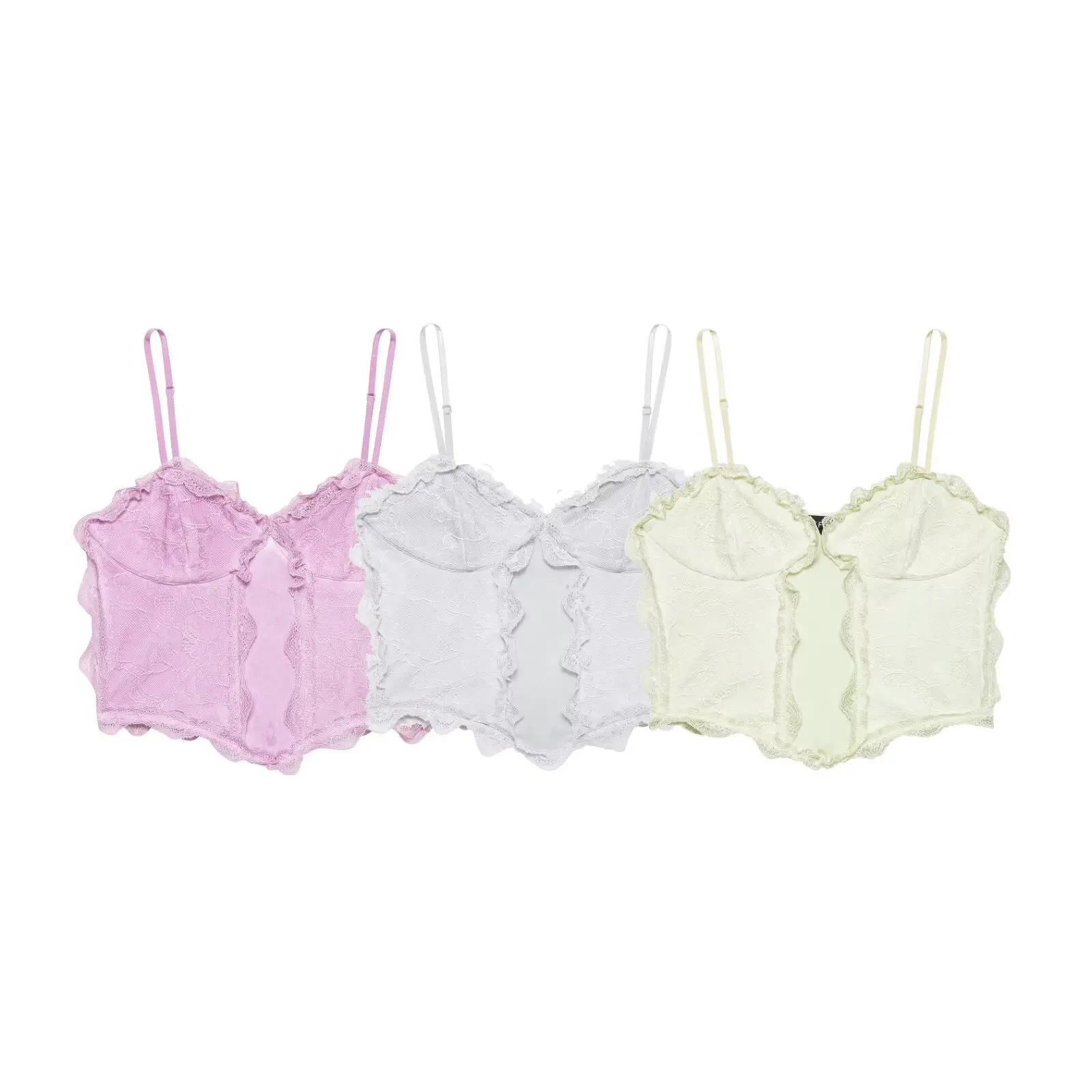 Willshela Women Fashion Solid Backless Lace Patchwork Cropped Tops Vintage Thin Straps V-Neck Female Chic Lady Crop Top